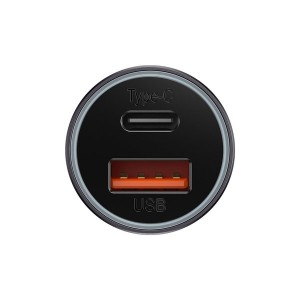 Baseus Golden Contactor Max fast car charger USB + USB type C 60 W Quick Charge dark gray (CGJM000113)