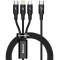Kabel USB Baseus USB-C cable 3-ü 1-də RAPID Series Micro USB+Lightning+USB-C 20W 1.5 m Black (CAMLT-SC01)